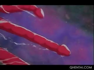Gigantisk tentacles knull hentai slick skallig mesar vid orgia