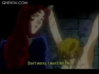 Hentai gemeen meesteres torturing een blondine seks slaaf in chains